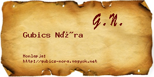 Gubics Nóra névjegykártya